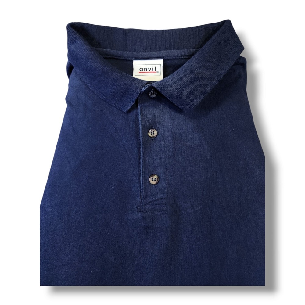 Anvil Blue Short Sleeve Vintage 90s Pre-Shrunk Cotton Polo Shirt Men's Size XL - Picture 6 of 8